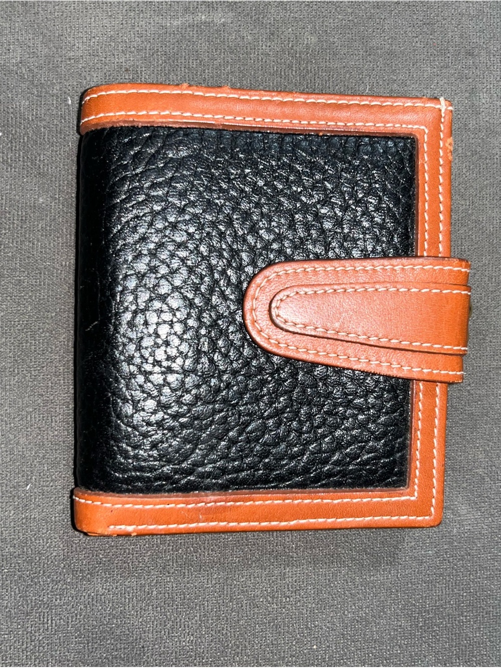 NWOT Coach Black Pebbled Leather Wallet with Brown Trim